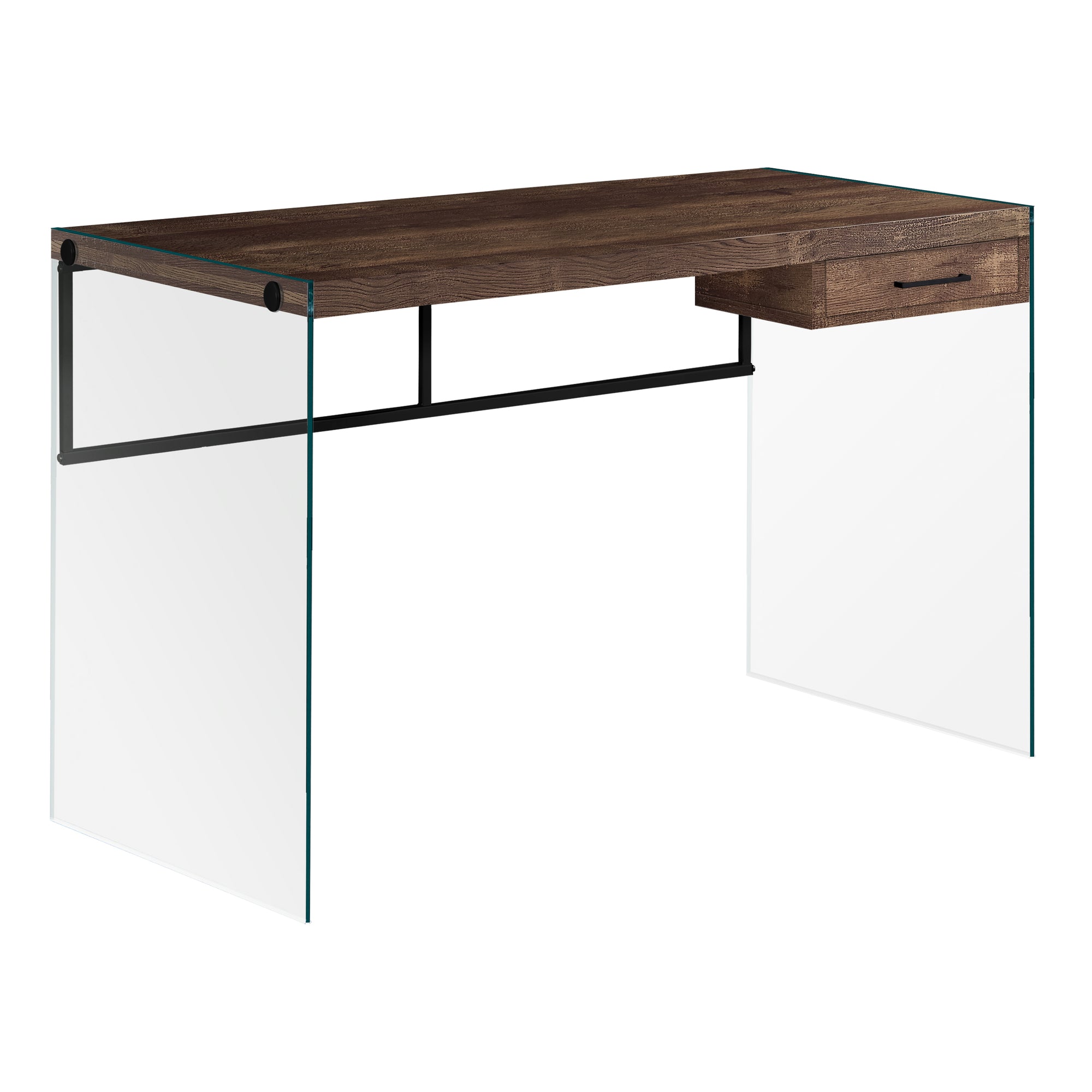BUREAU D'ORDINATEUR - 48"L / BLANC BRILLANT / VERRE TREMPÉ