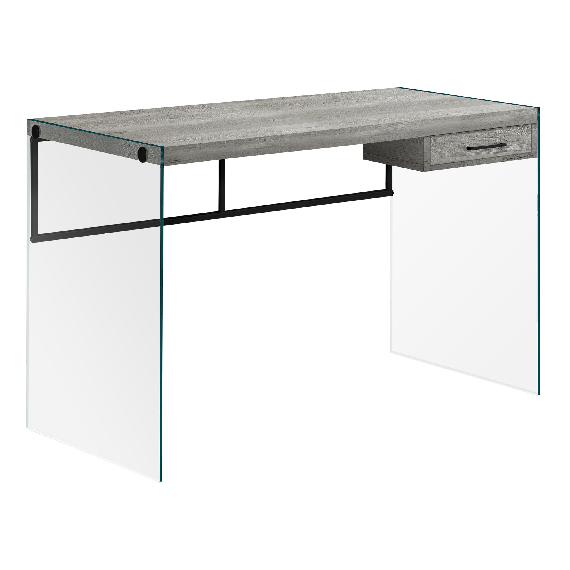 BUREAU D'ORDINATEUR - 48"L / BLANC BRILLANT / VERRE TREMPÉ