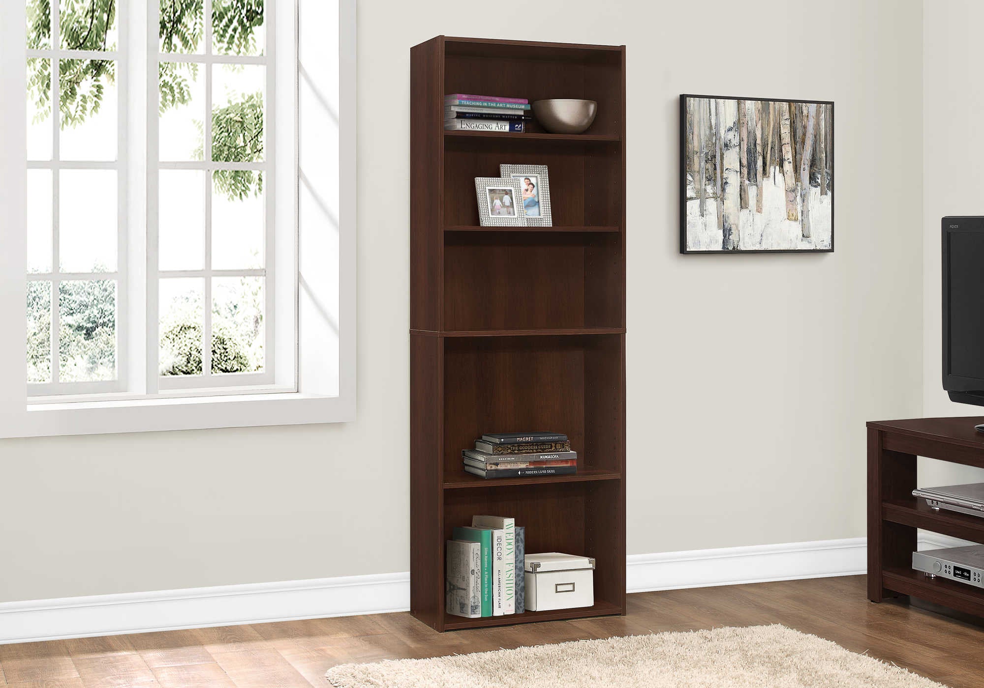BOOKCASE - 72"H / CHERRY WITH 5 SHELVES