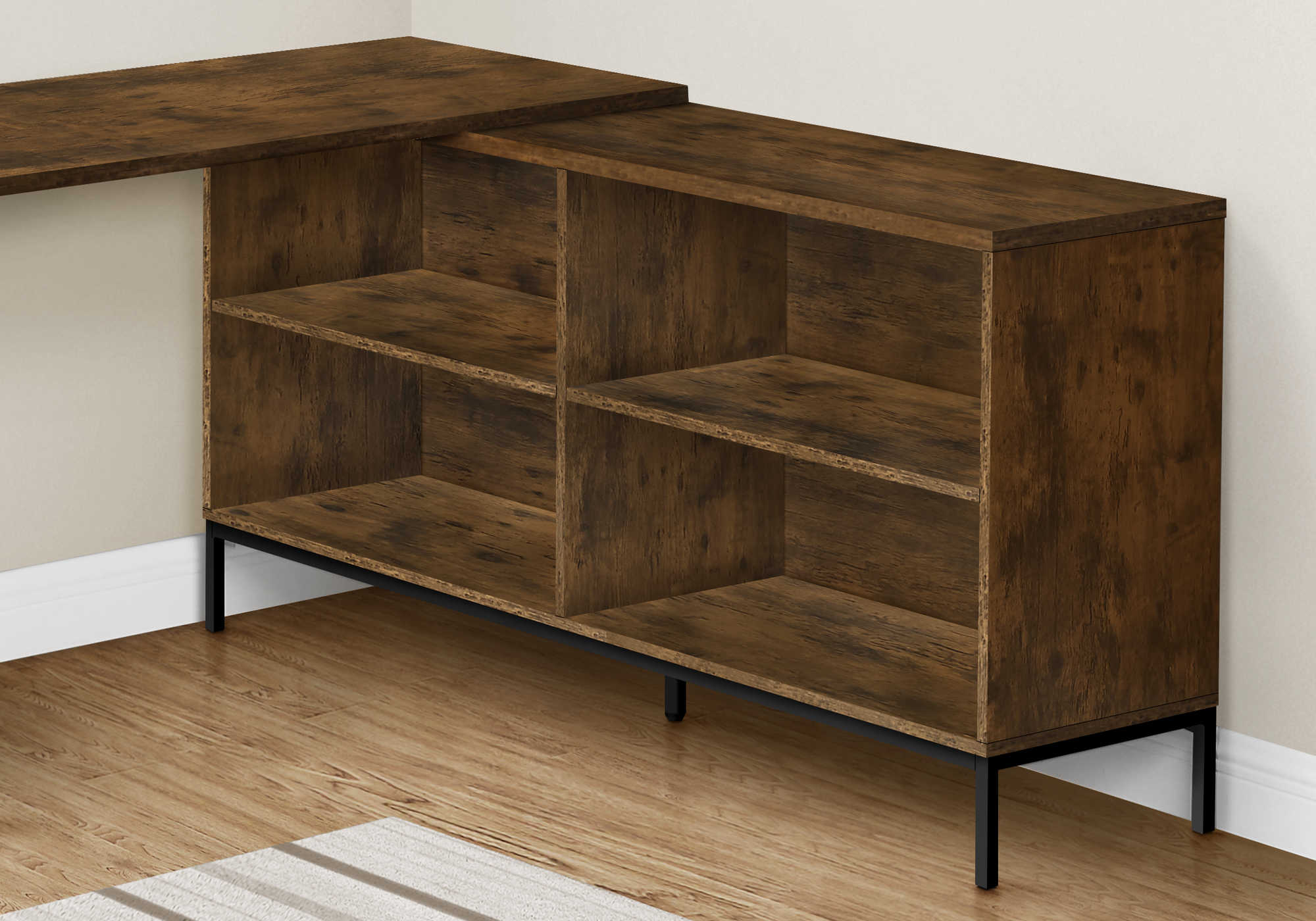 COMPUTER DESK - 60"L / RUSTIC BROWN L-SHAPED CORNER