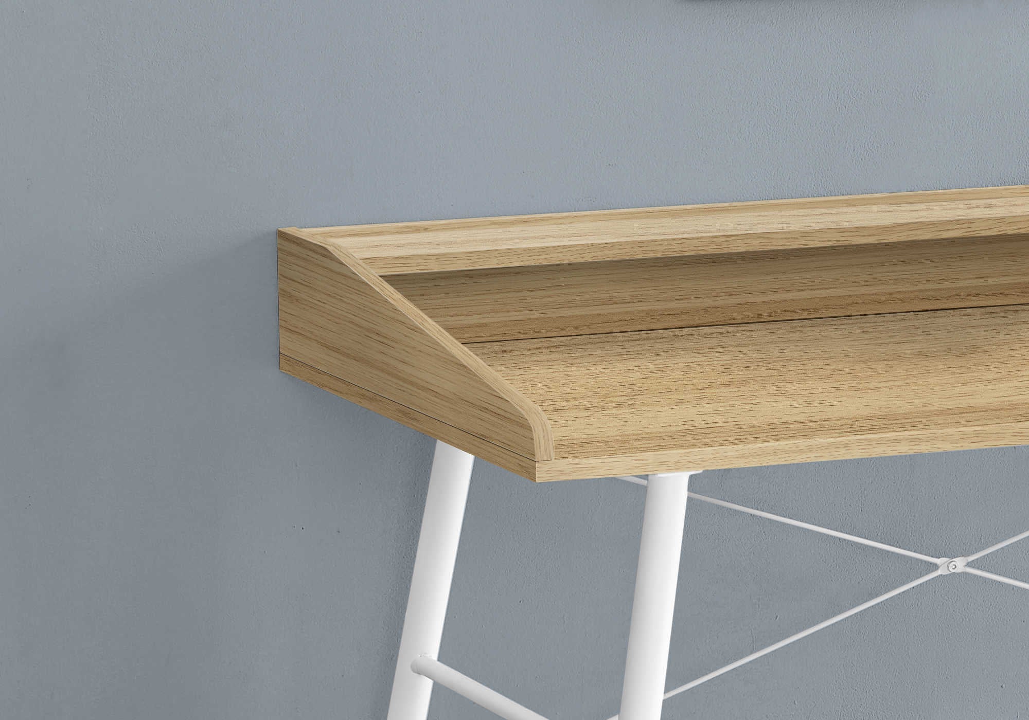 COMPUTER DESK - 48"L / NATURAL / WHITE METAL