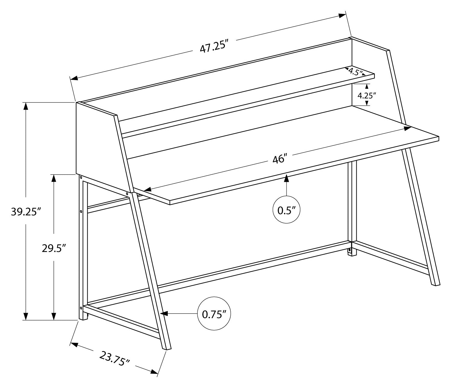 COMPUTER DESK - 48"L / NATURAL / WHITE METAL