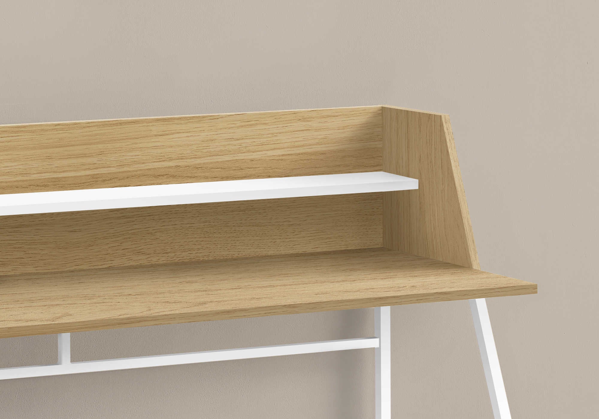 COMPUTER DESK - 48"L / NATURAL / WHITE METAL