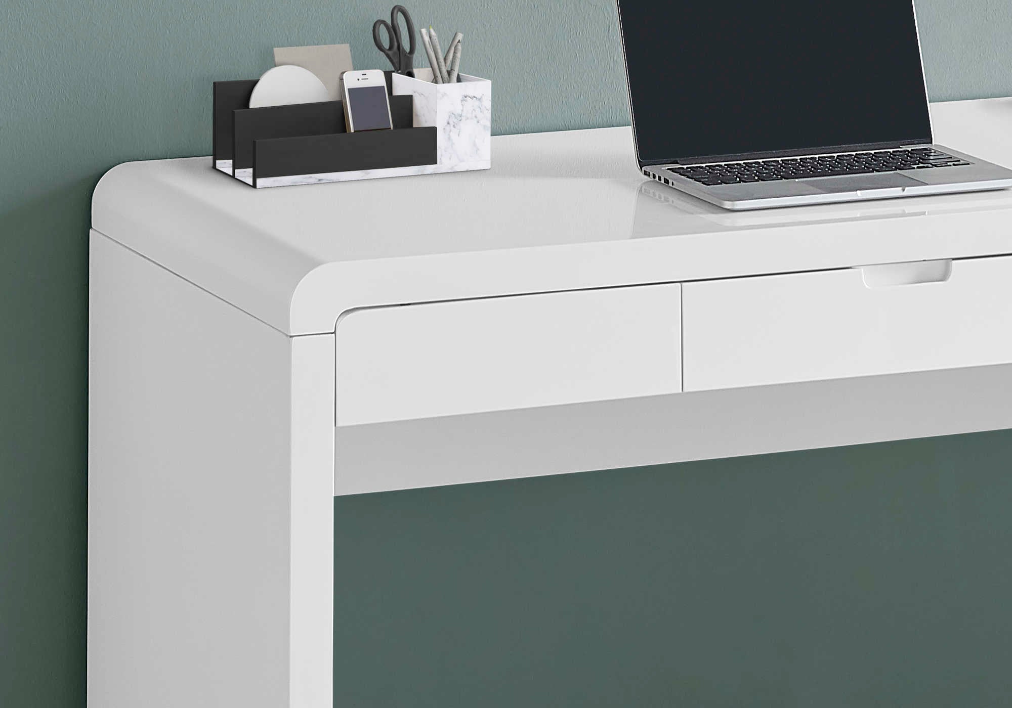 COMPUTER DESK - 48"L / HIGH GLOSSY WHITE / STORAGE DRAWER