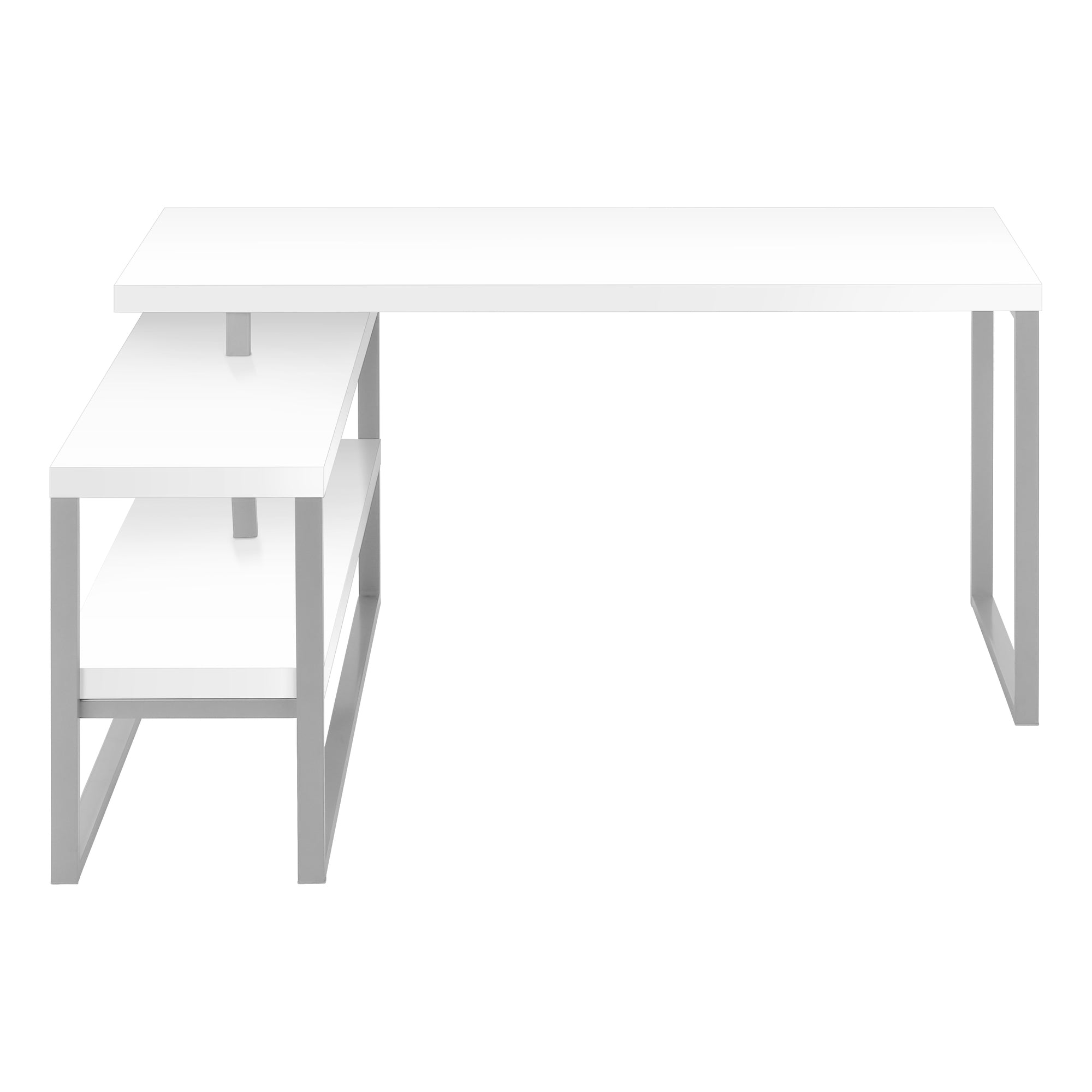 COMPUTER DESK - 60"L / WHITE / SILVER METAL L/R CORNER