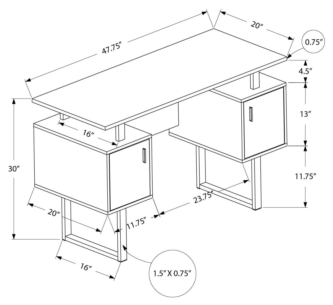 COMPUTER DESK - 48"L / WHITE / SILVER METAL