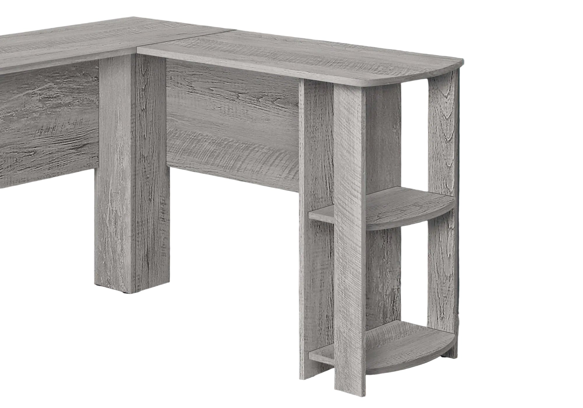 COMPUTER DESK - INDUSTRIAL GREY L-SHAPED CORNER/2 SHELVES
