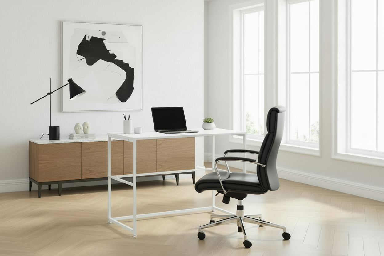 COMPUTER DESK - 40"L / WHITE / WHITE METAL