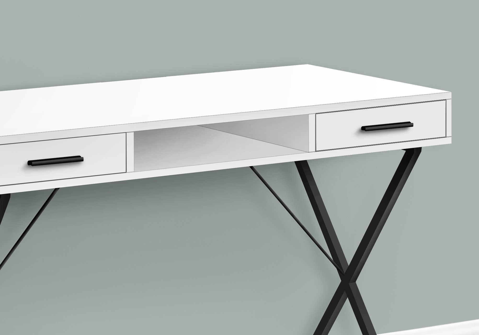 COMPUTER DESK - 42"L / WHITE / BLACK METAL