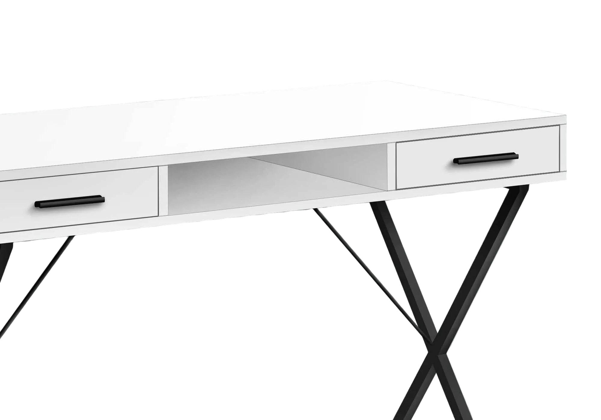 COMPUTER DESK - 42"L / WHITE / BLACK METAL