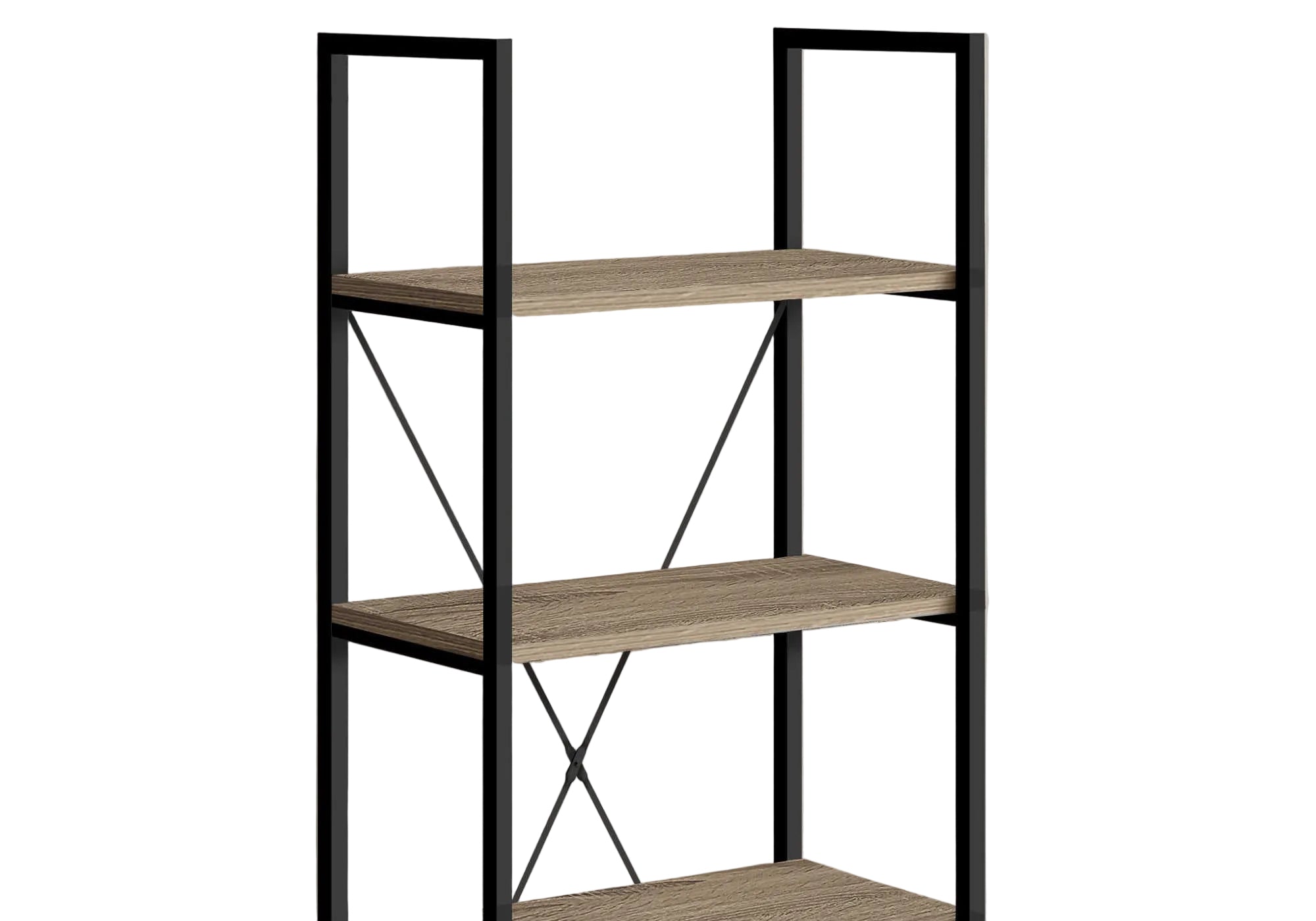 BOOKCASE - 48"H / DARK TAUPE / BLACK METAL