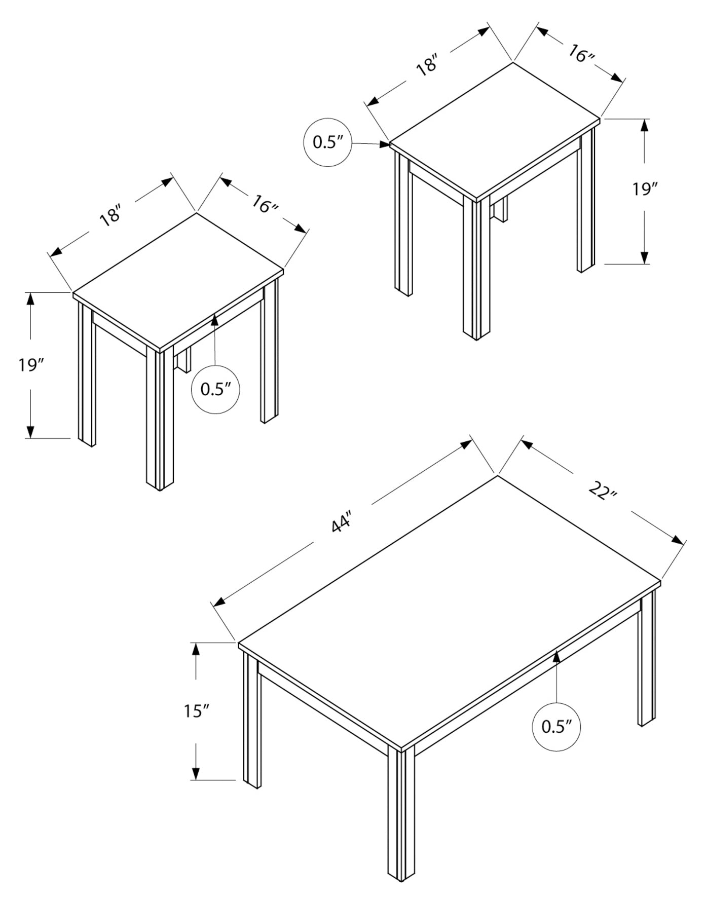 TABLE SET - 3PCS SET / INDUSTRIAL GREY