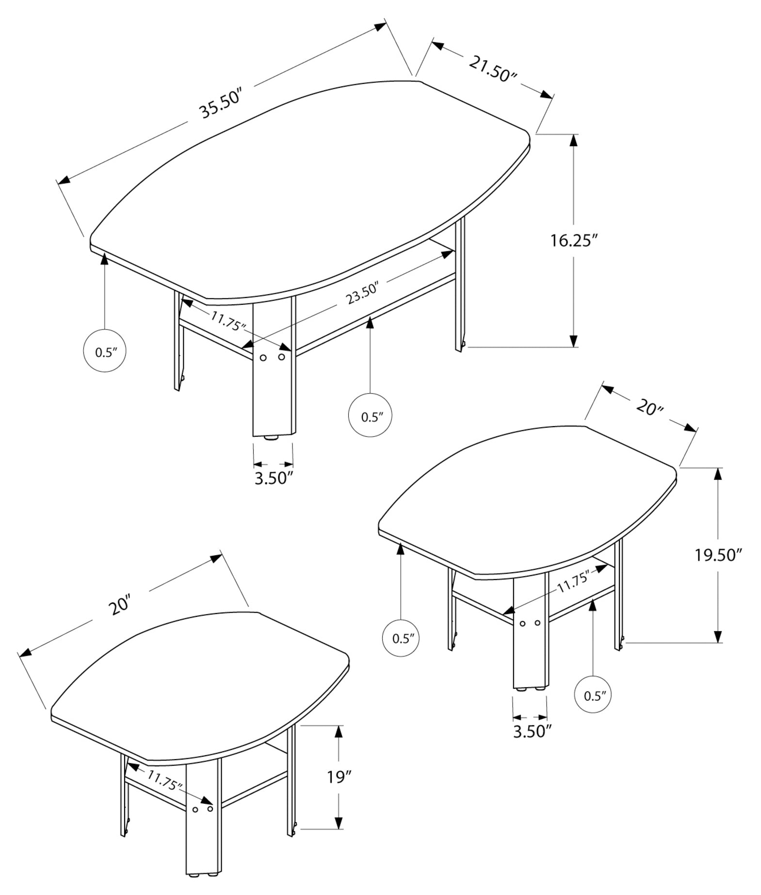 TABLE SET - 3PCS SET / INDUSTRIAL GREY