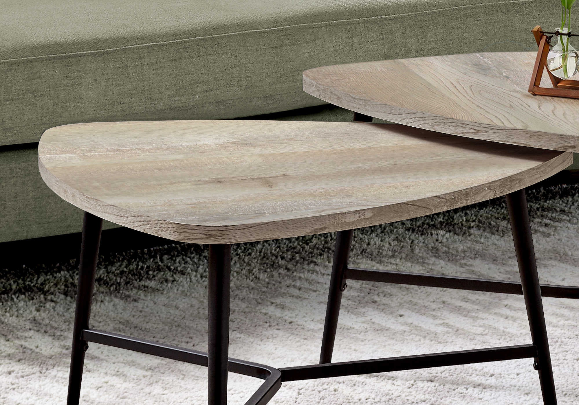 ENSEMBLE DE TABLE - ENSEMBLE 2 PIÈCES / BOIS RÉCUPÉRÉ TAUPE / MÉTAL NOIR
