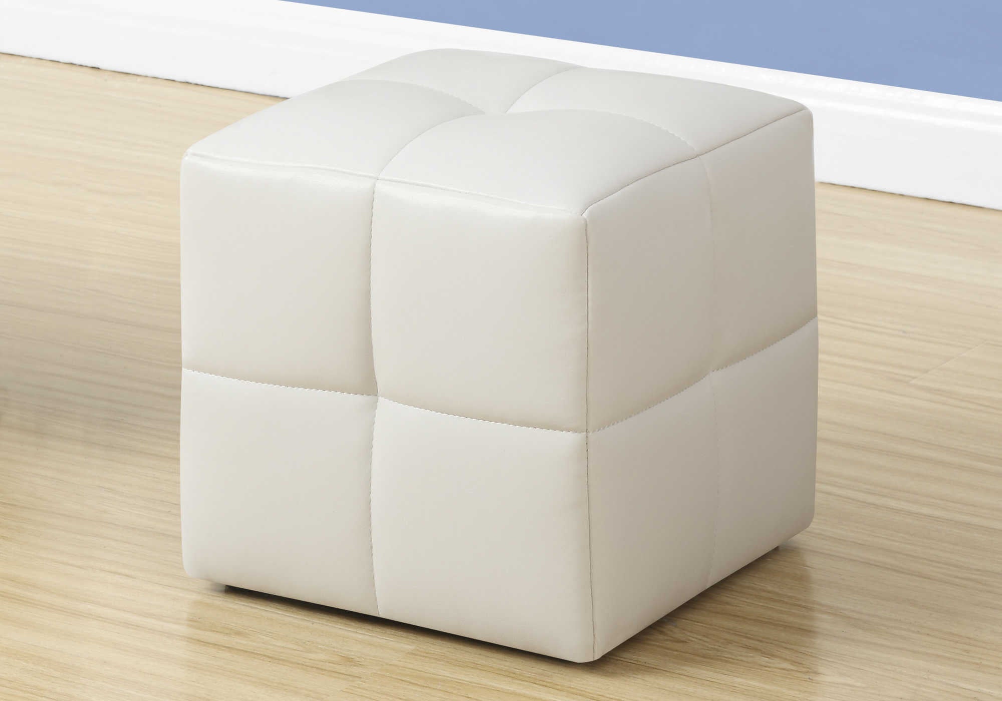 OTTOMAN - 2PCS SET / JUVENILE / WHITE LEATHER-LOOK