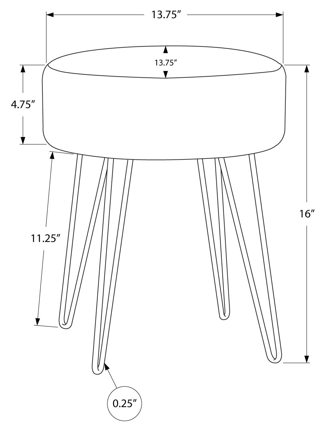 OTTOMAN - BEIGE FABRIC / GOLD METAL LEGS