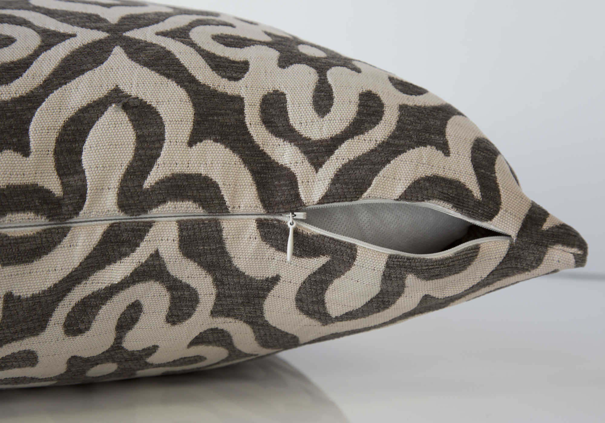 PILLOW - 18"X 18" / DARK TAUPE MOTIF DESIGN / 1PC