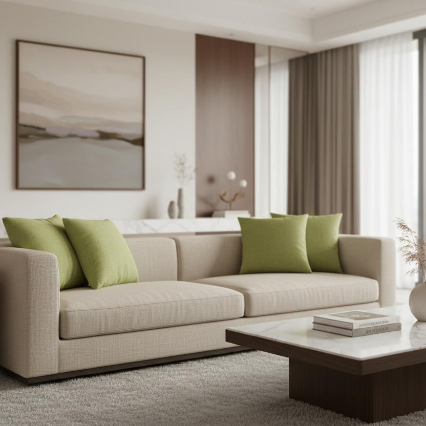 COUSSIN - 18"X 18" / À MOTIFS VERT CLAIR / 1PC