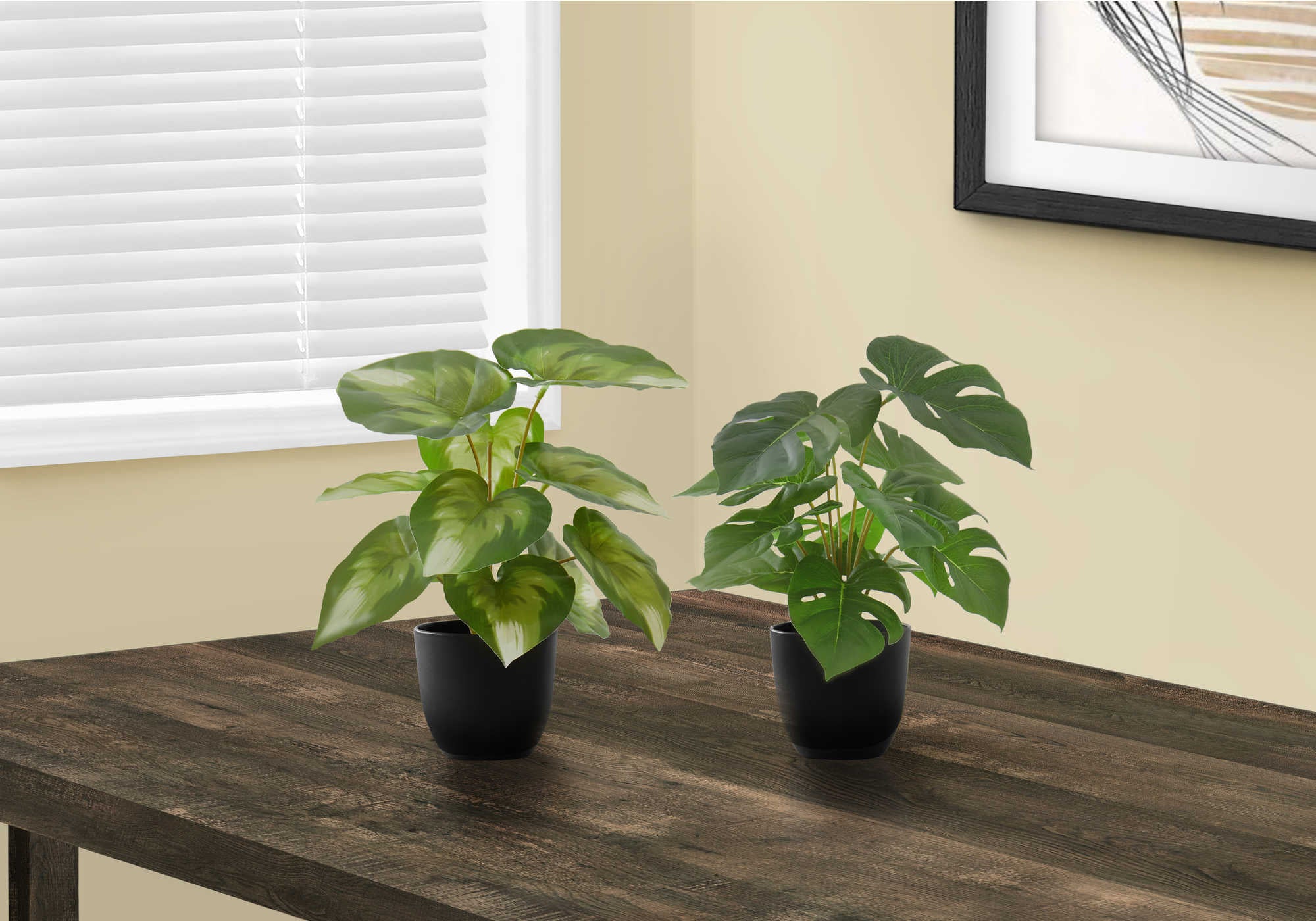 ARTIFICIAL PLANT - 2PCS / 13"H MONSTERA/CALATHEA/ 4" POT