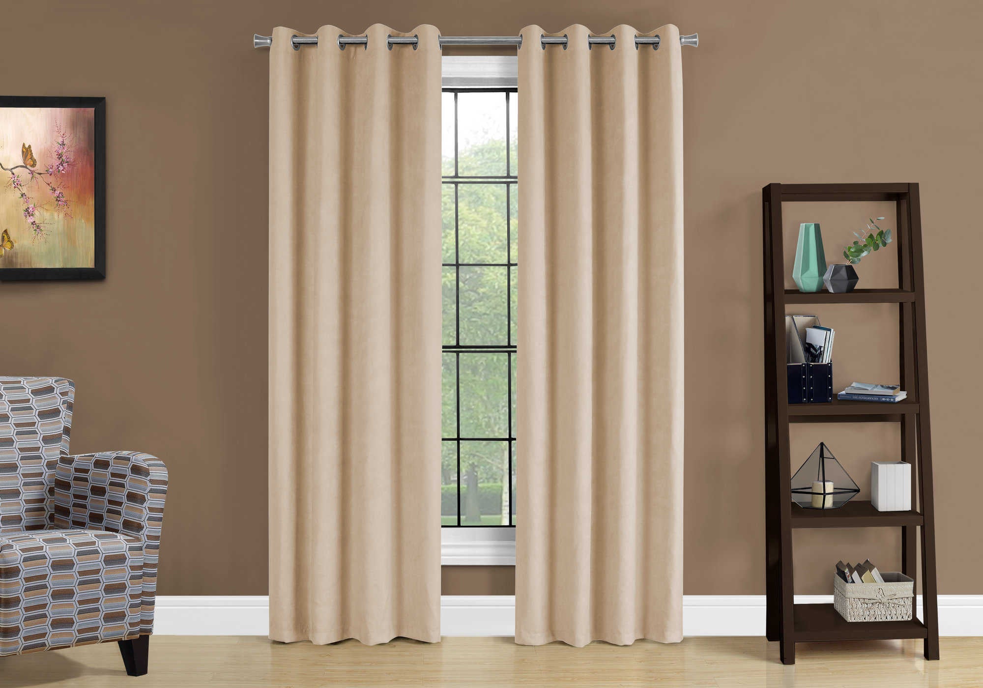 CURTAIN PANEL - 2PCS / 54"W X 95"H BEIGE ROOM DARKENING