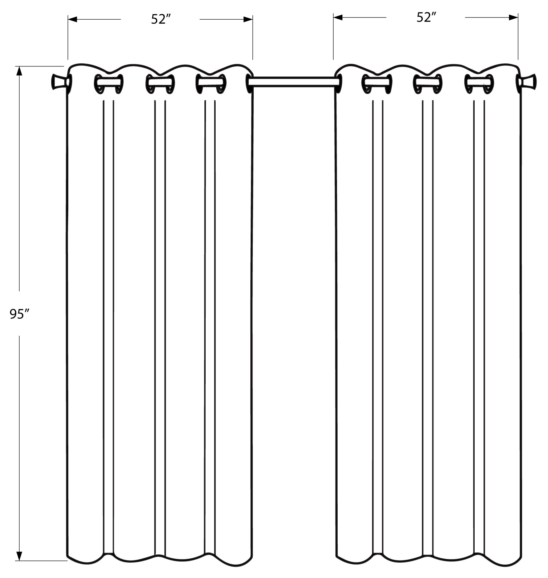 CURTAIN PANEL - 2PCS / 52"W X 95"H IVORY ROOM DARKENING