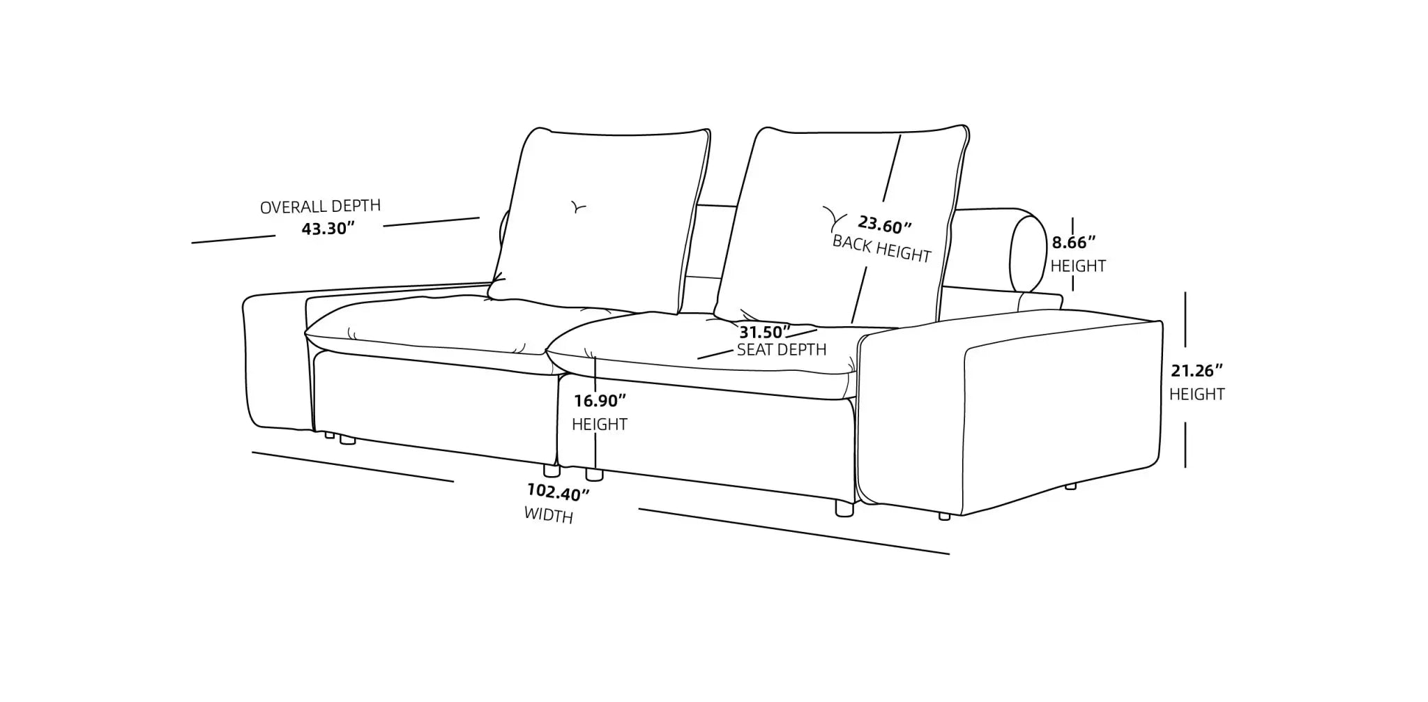 Sky Cloud Deluxe Adjustable Sectional Sofa