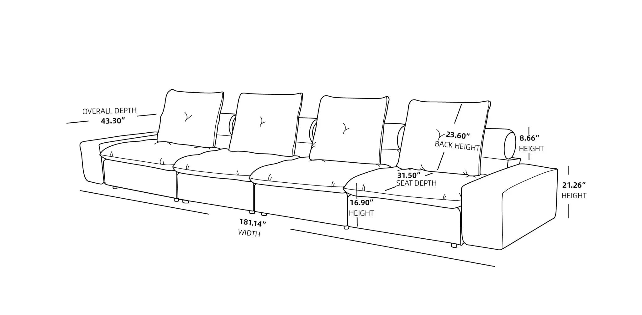 Sky Cloud Deluxe Adjustable Sectional Sofa