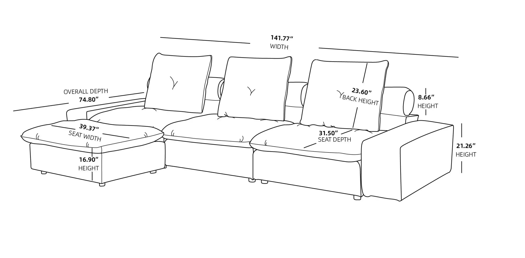 Sky Cloud Deluxe Adjustable Sectional Sofa