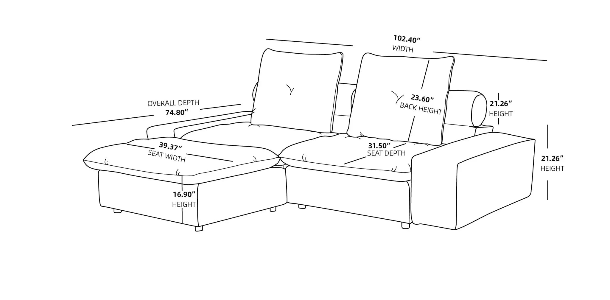 Sky Cloud Deluxe Adjustable Sectional Sofa