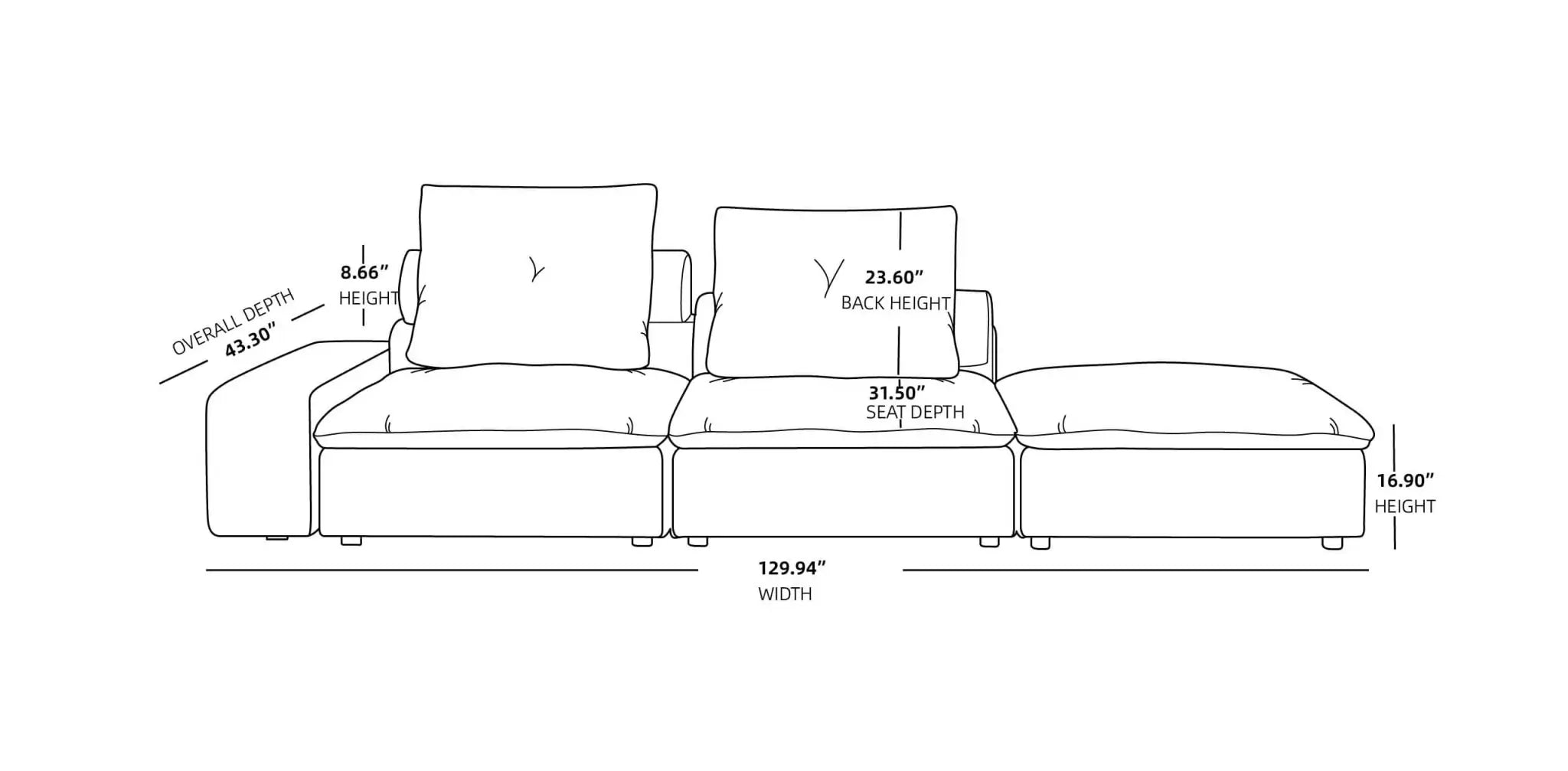Sky Cloud Deluxe Adjustable Sectional Sofa