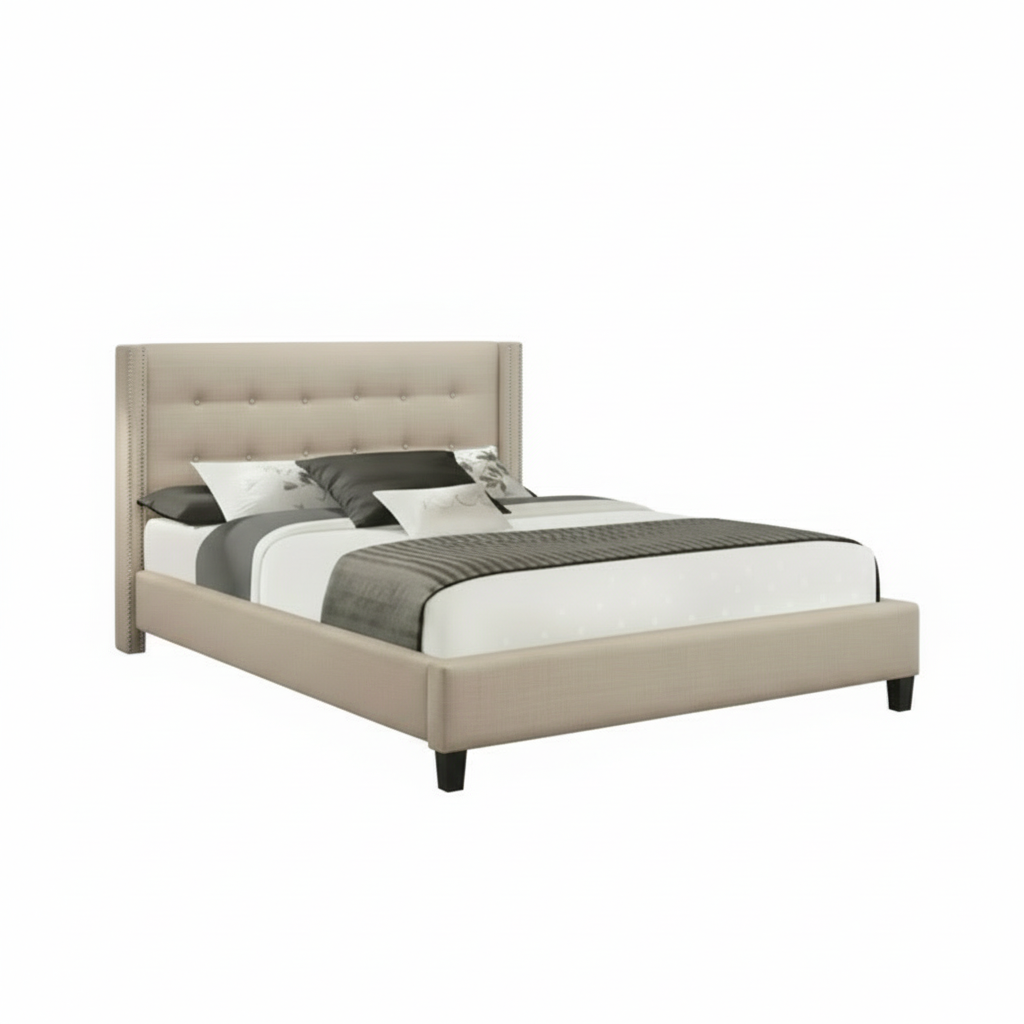 IF-188 Beige Linen Queen Bed