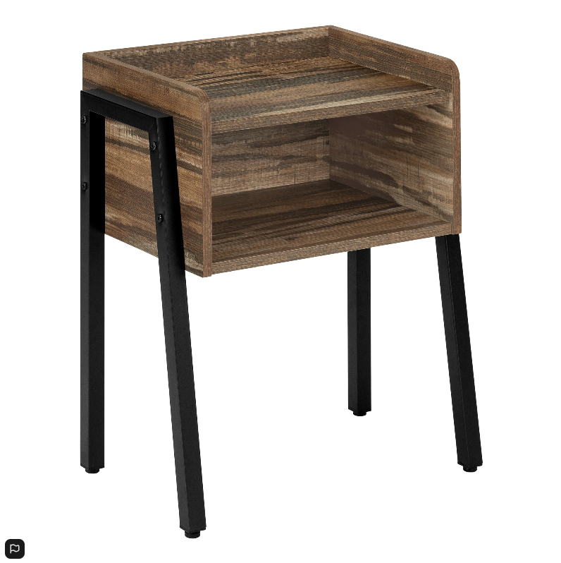 ACCENT TABLE - 23"H / BROWN RECLAIMED-LOOK / BLACK METAL