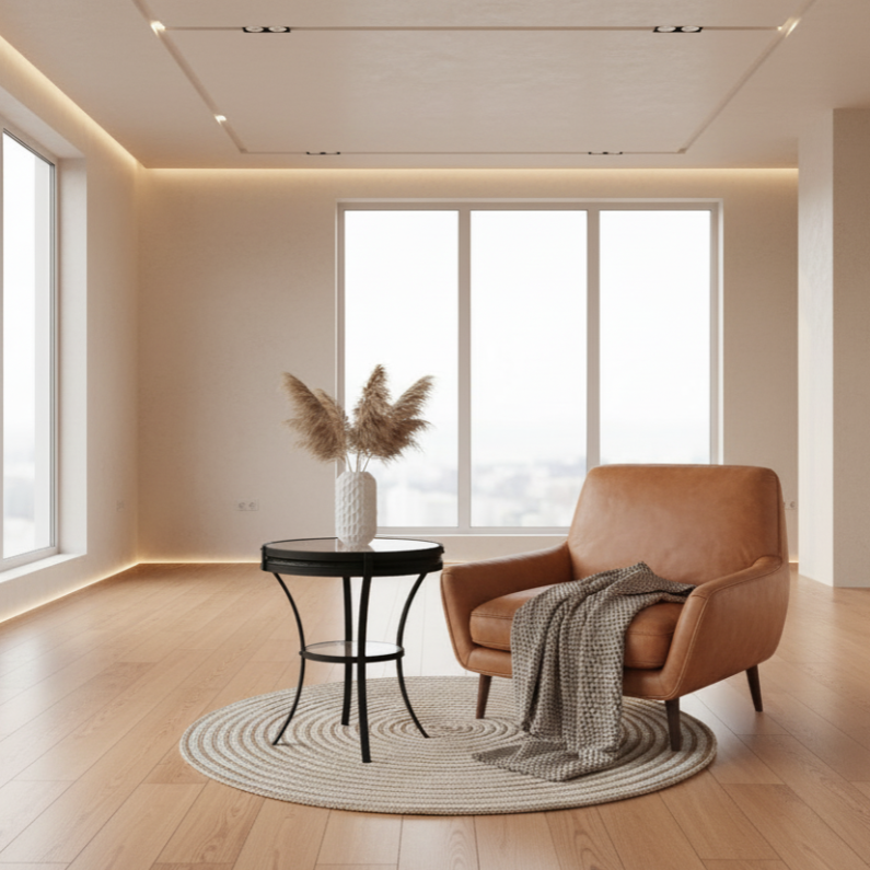 TABLE D'APPOINT - 22" DE DIAMÈTRE / NOIRE AVEC VERRE TREMPÉ