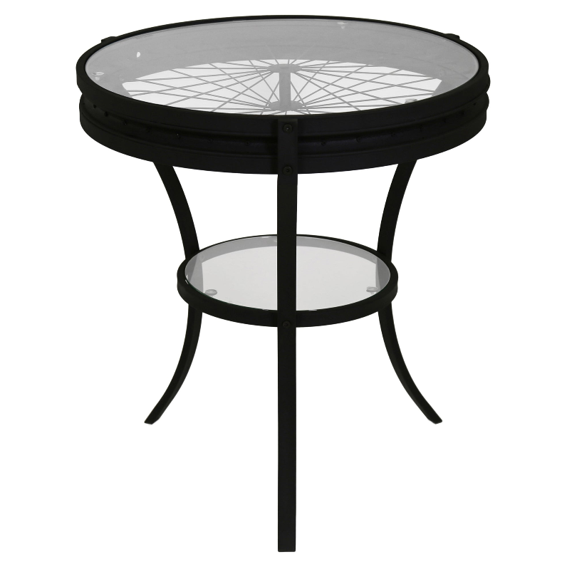TABLE D'APPOINT - 22" DE DIAMÈTRE / NOIRE AVEC VERRE TREMPÉ