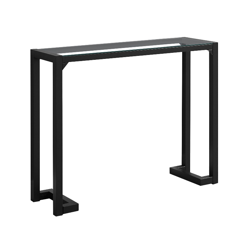 TABLE D'APPOINT - 42"L / NOIR / CONSOLE D'ENTRÉE EN VERRE TREMPÉ