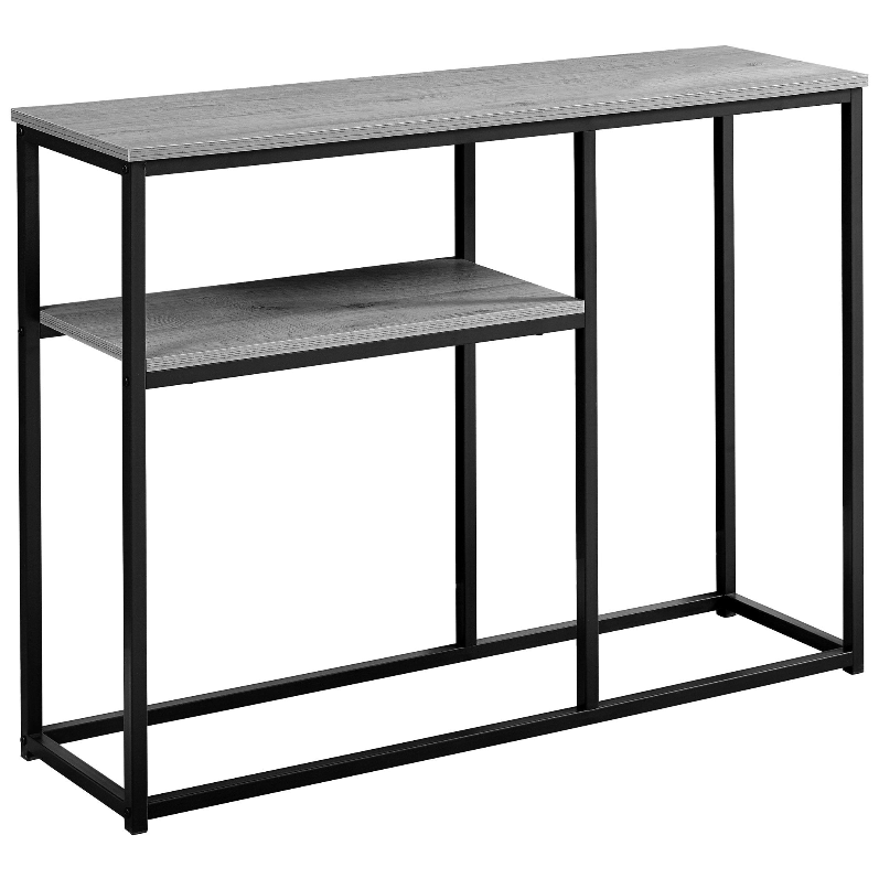TABLE D'APPOINT - 42"L / CONSOLE D'ENTRÉE EN MÉTAL GRIS / NOIR