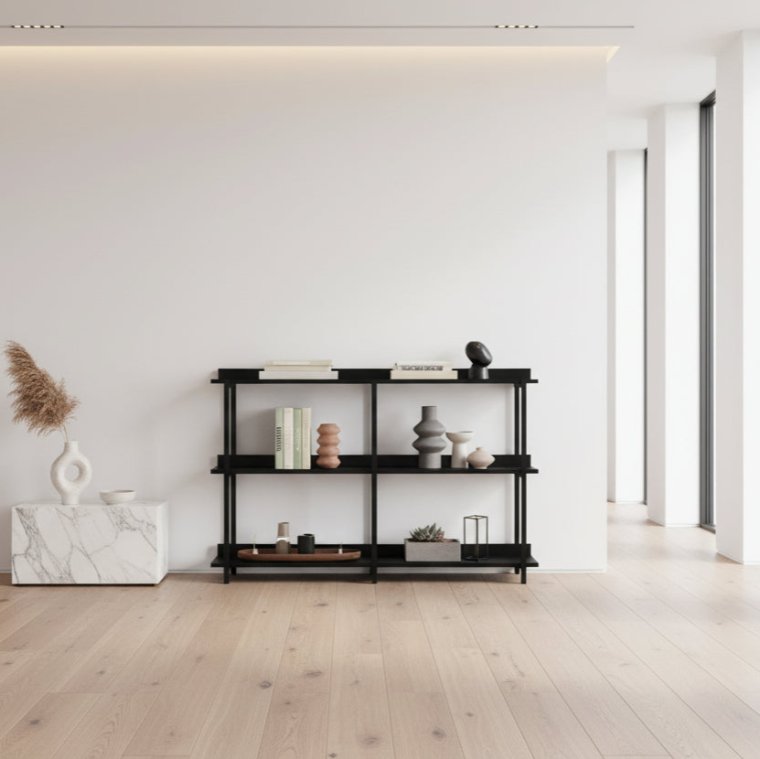 TABLE D'APPOINT - 48"L / ESPRESSO / CONSOLE D'ENTRÉE EN MÉTAL NOIR