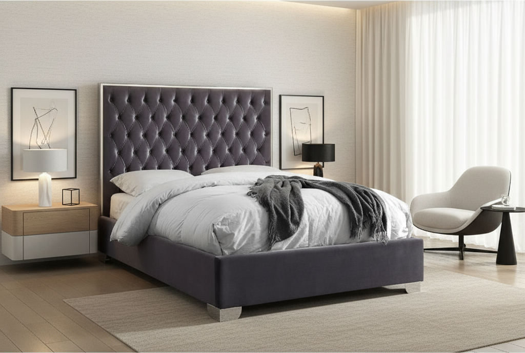 Lit Queen Size gris IF-5540