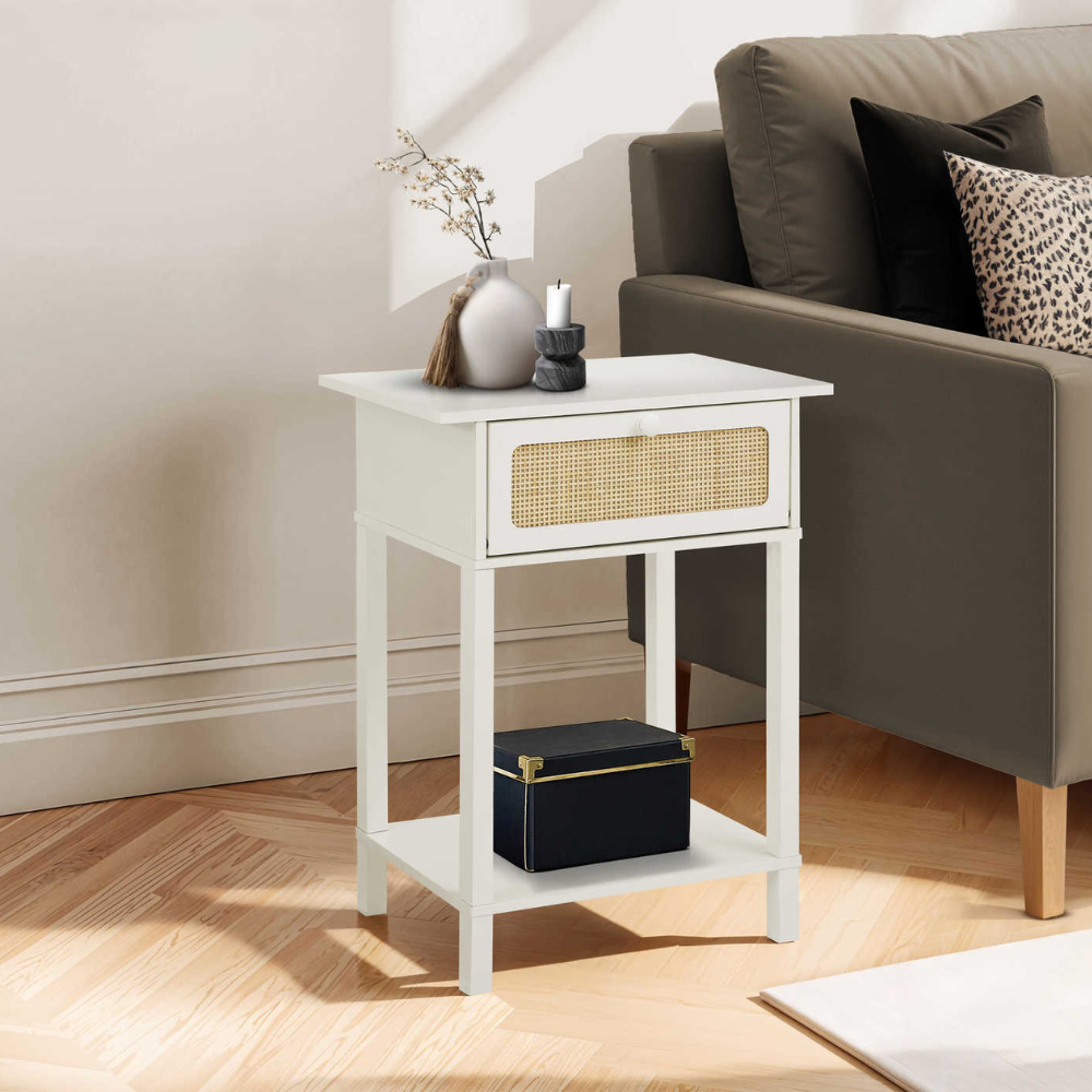 TABLE D'APPOINT - 24"H / NATUREL / TIROIR NATUREL