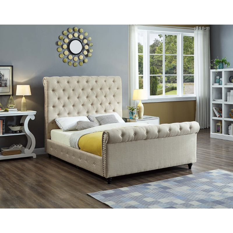 IF-5757- Beige  Queen Bed