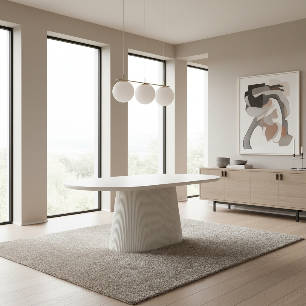 Tovas Oval Dining Table in Ivory