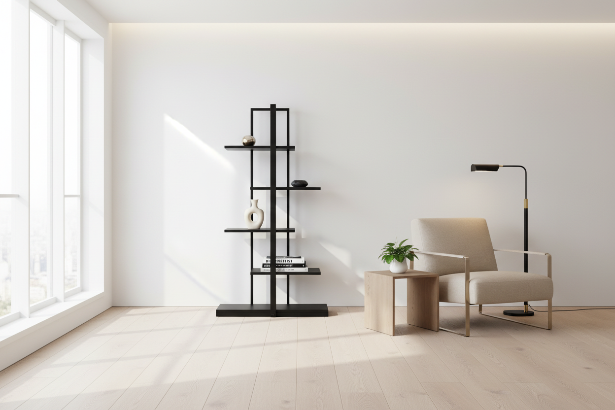 BOOKCASE - 60"H / BLACK / BLACK METAL