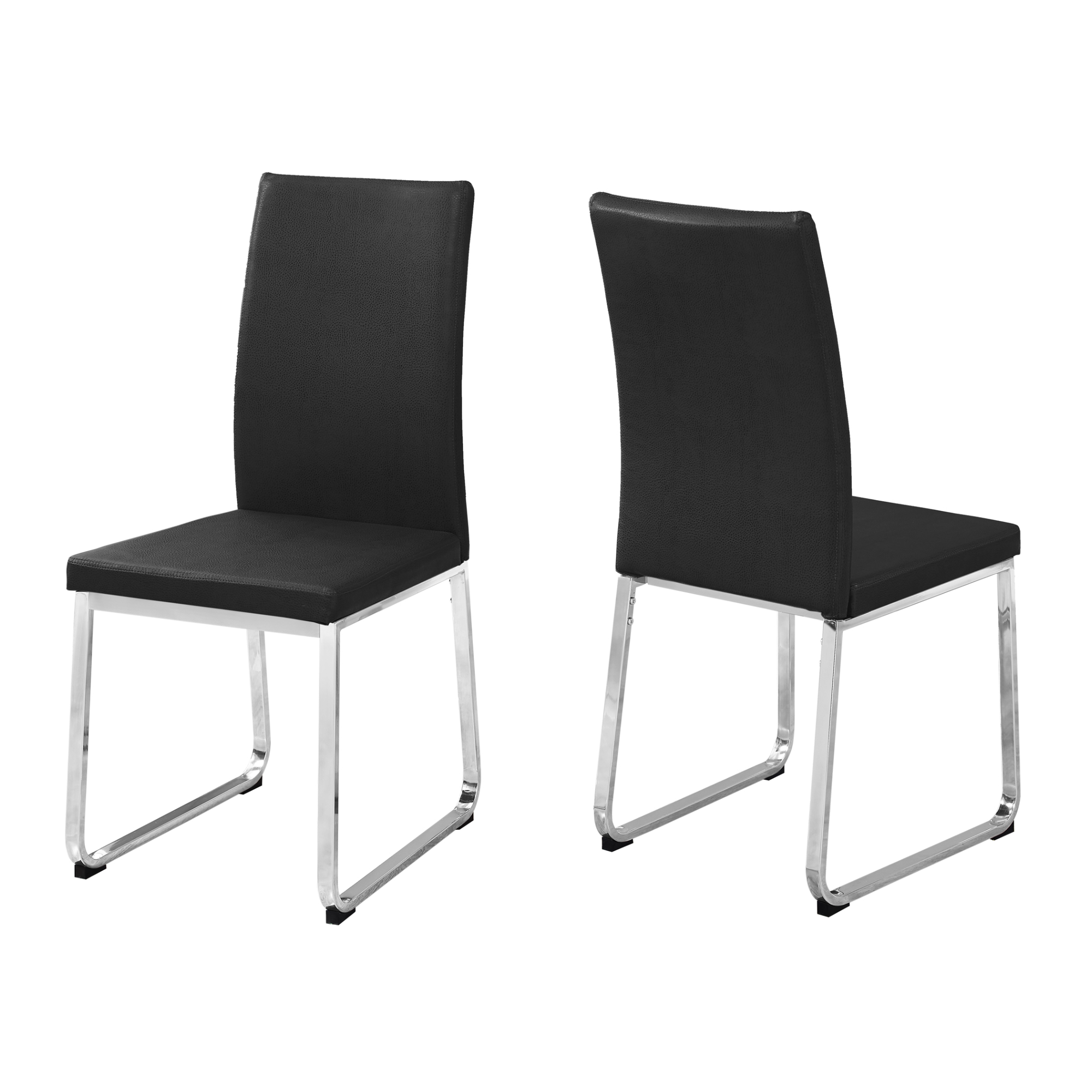 Chaises de salle à manger - 2 pièces / 38"H / Similicuir noir / Chrome