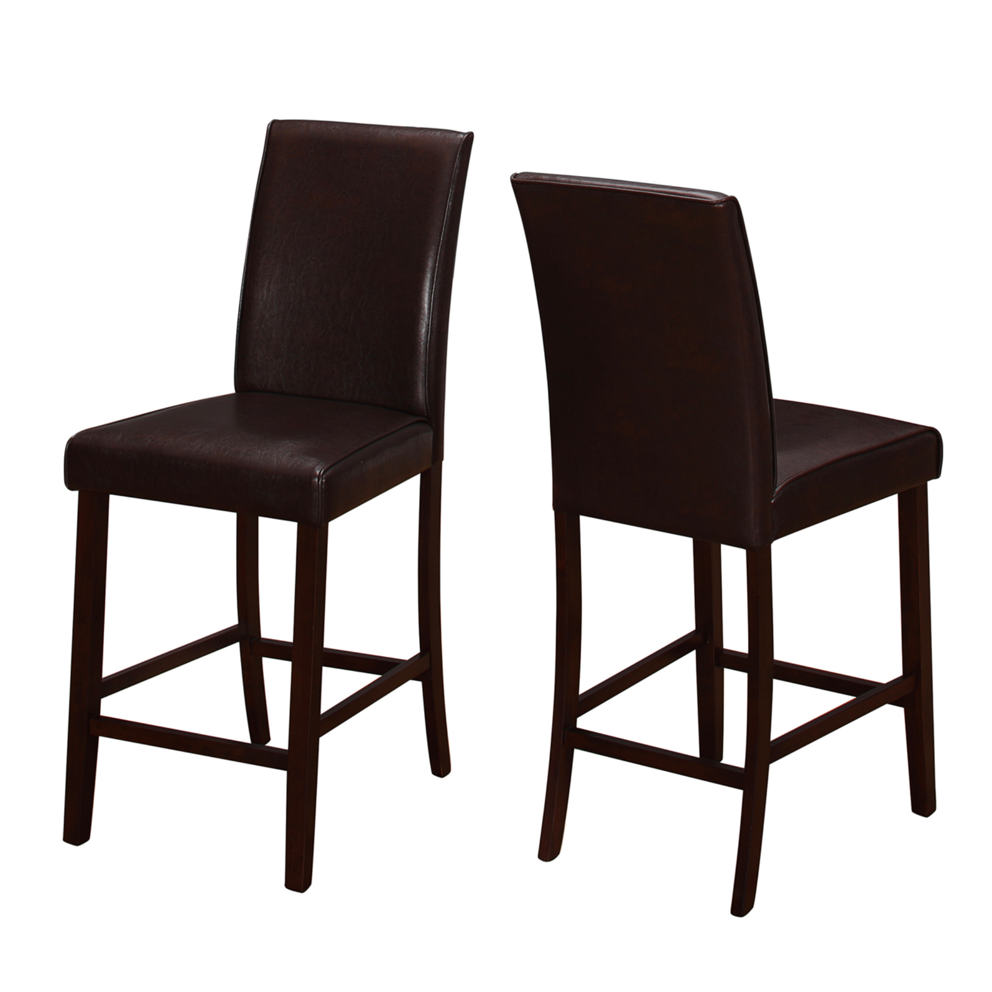 CHAISE DE SALLE À MANGER - 2 PIÈCES / SIMILI CUIR MARRON HAUTEUR COMPTOIR