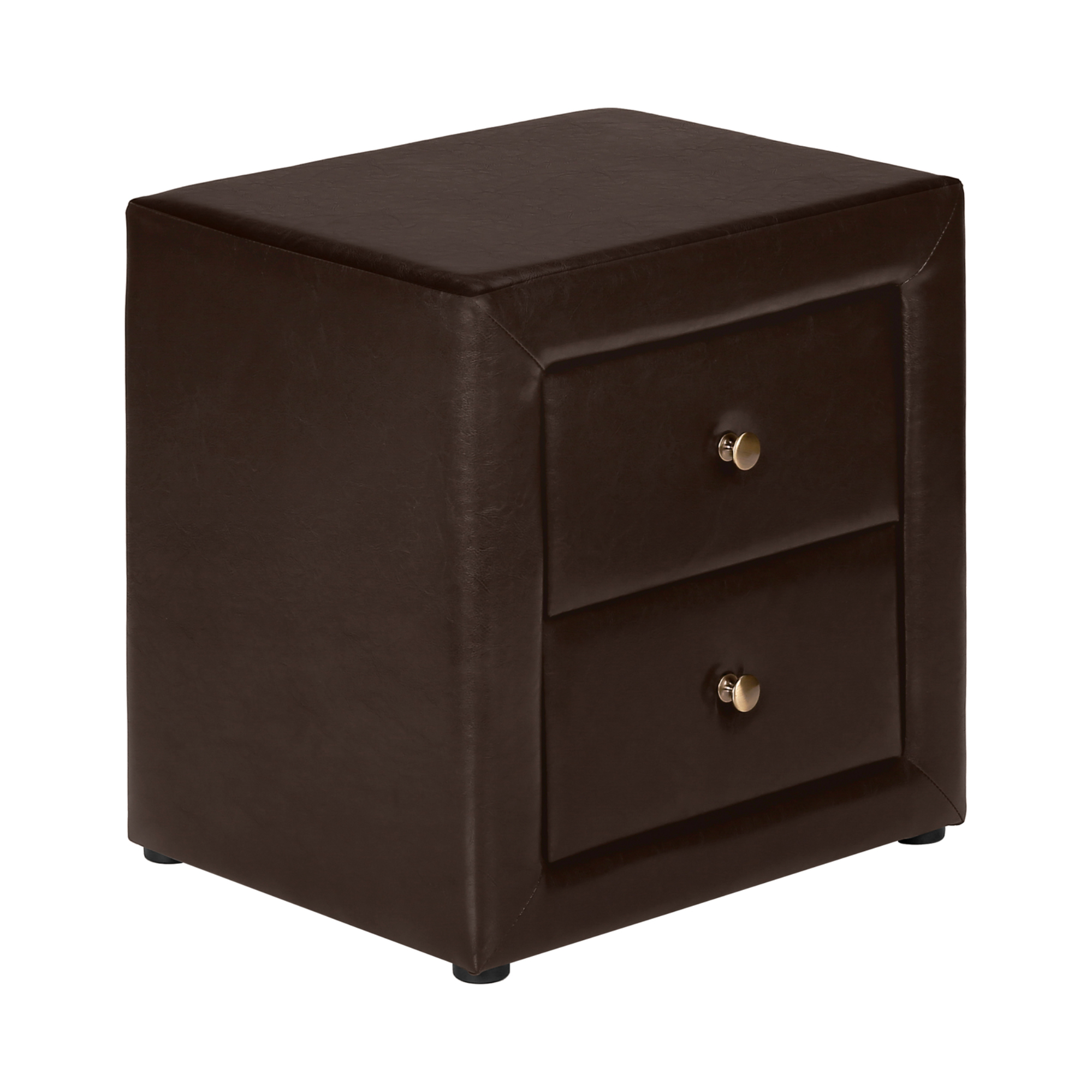 TABLE DE NUIT - 21"H / SIMILI CUIR MARRON