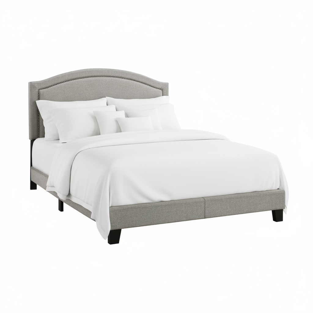 LIT - QUEEN SIZE / LIN GRIS AVEC BORDURE CHROMÉE