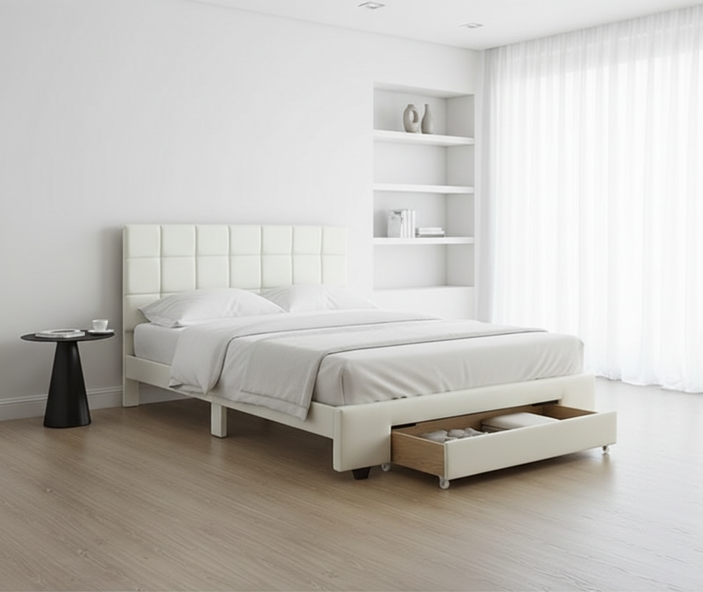 Lit double en PU blanc IF-5492