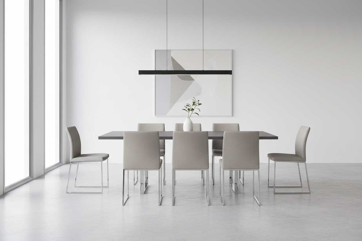 DINING TABLE - 36"X 60" / GREY / CHROME METAL
