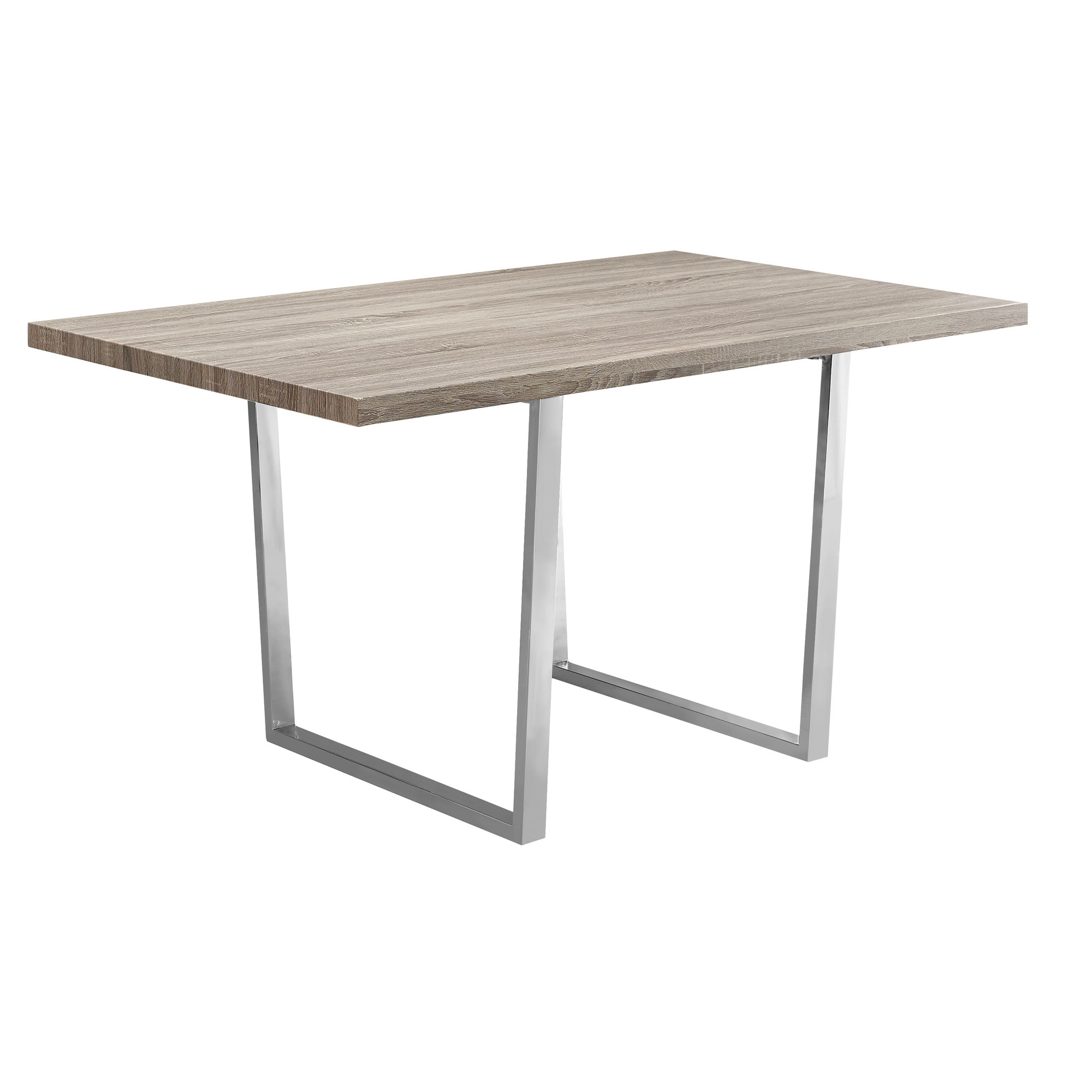 TABLE À MANGER - 91 x 152 cm / TAUPE FONCÉ / MÉTAL CHROMÉ