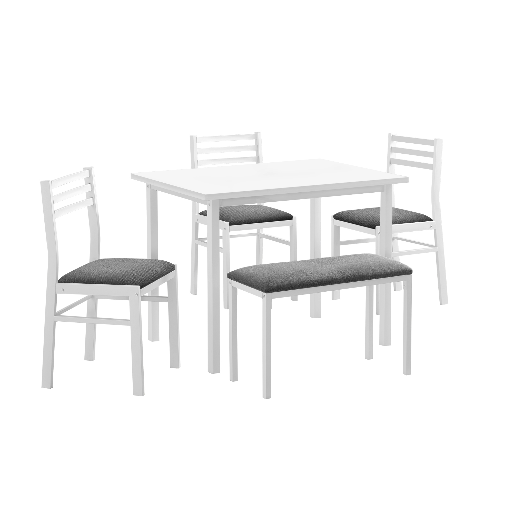 ENSEMBLE DE SALLE À MANGER - ENSEMBLE 5 PIÈCES / PLATEAU BLANC / MÉTAL BLANC